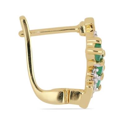 BUY REAL EMERALD GEMSTONE EARRINGS IN 925 STERLING SILVER